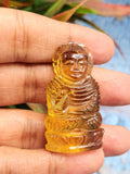 Crystal Citrine Buddha carving - handmade statue of serene and meditating Lord Buddha - crystal/reiki/chakra - 1.7 inches and 91 carats