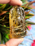 Gemstone Citrine Buddha carving lapidary - handmade statue of serene and meditating Lord Buddha - crystal/reiki/chakra - 2 inches and 135 carats