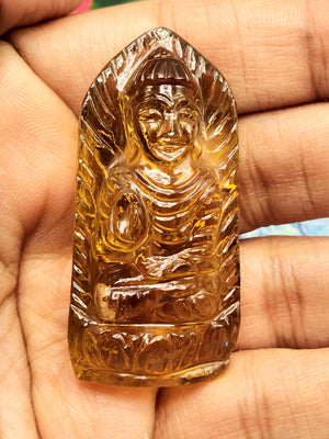 Gemstone Citrine Buddha carving lapidary - handmade statue of serene and meditating Lord Buddha - crystal/reiki/chakra - 2 inches and 135 carats