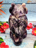 Hand carved owl carving in natural amethyst stone - reiki/chakra/healing/crystal - 5.5 inches and 1.27 kg (2.79 lb)