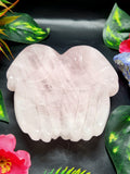 Beautiful open palms home decor piece in rose quartz stone - crystals and gemstones - reiki/chakra/healing/energy - 5 inch and 630 gms
