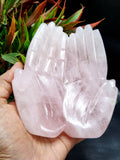 Beautiful open palms home decor piece in rose quartz stone - crystals and gemstones - reiki/chakra/healing/energy - 5 inch and 630 gms