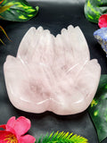 Beautiful open palms home decor piece in rose quartz stone - crystals and gemstones - reiki/chakra/healing/energy - 5 inch and 630 gms