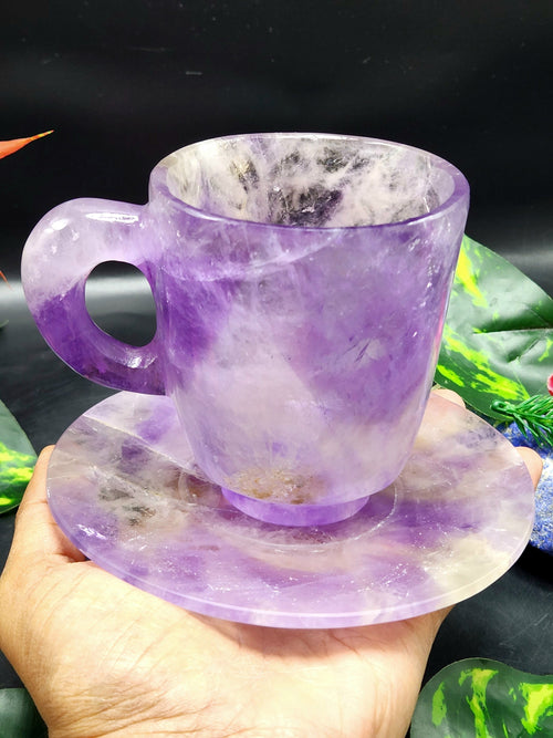 Gemstone Tea Cup & Saucer in Amethyst - ONLY 1 Cup and 1 Saucer