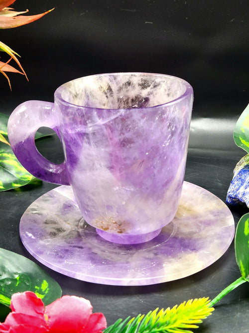 Gemstone Tea Cup & Saucer in Amethyst - ONLY 1 Cup and 1 Saucer