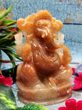 Carving of Ganesha in Orange Aventurine - Crystals/Gemstone - Reiki/Chakra/Healing/Energy - 6 in and 1.41 kg (3.10 lb)