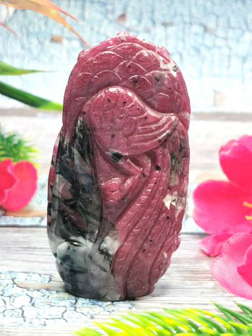 Ruby Ziosite Crystal Handmade Carving of Krishna - Lord Krishna Statue/Idol/Murti in Crystals - Reiki/Chakra - 3 inches and 455 carats