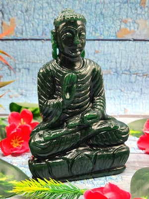 Handmade Dark Green Aventurine gemstone Buddha - crystal/reiki - 6 in and 0.57 kg (1.25 lb)