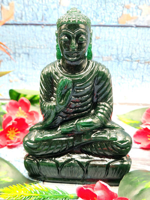 Handmade Dark Green Aventurine gemstone Buddha - crystal/reiki - 6 in and 0.57 kg (1.25 lb)