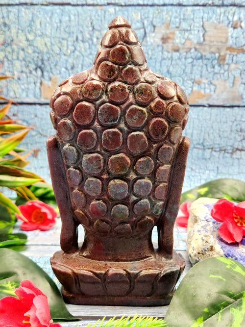 Ruby Kyanite gemstone Buddha face/head - handmade carving of serene and meditating Lord Buddha - crystal/reiki/healing - 7 inch and 1.64 kg (3.61 lb)