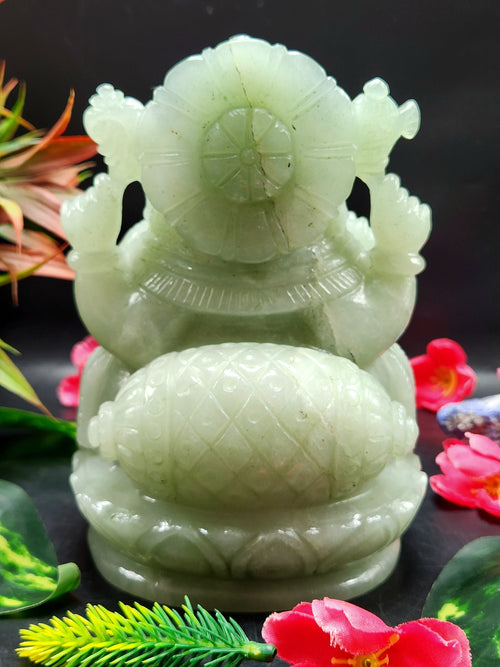 Green Aventurine Ganesh - Lapidary Art - Lord Ganesha Idol in Crystals/Gemstone - Reiki/Chakra/Healing/Energy - 6 in and 1.93 kg (4.25 lb)