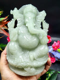 Green Aventurine Ganesh - Lapidary Art - Lord Ganesha Idol in Crystals/Gemstone - Reiki/Chakra/Healing/Energy - 6 in and 1.93 kg (4.25 lb)