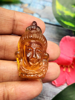 Miniature Shiva Head carving in Citrine gemstone - Lord Shivshankar in crystals and gemstones | Reiki/Chakra/Healing - 1.6 in and 64 carats