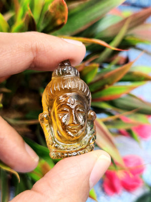 Miniature Shiva Head carving in Citrine gemstone - Lord Shivshankar in crystals and gemstones | Reiki/Chakra/Healing - 1.6 in and 64 carats