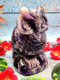 Hand carved owl carving in natural amethyst stone - reiki/chakra/healing/crystal - 5.5 inches and 1.27 kg (2.79 lb)