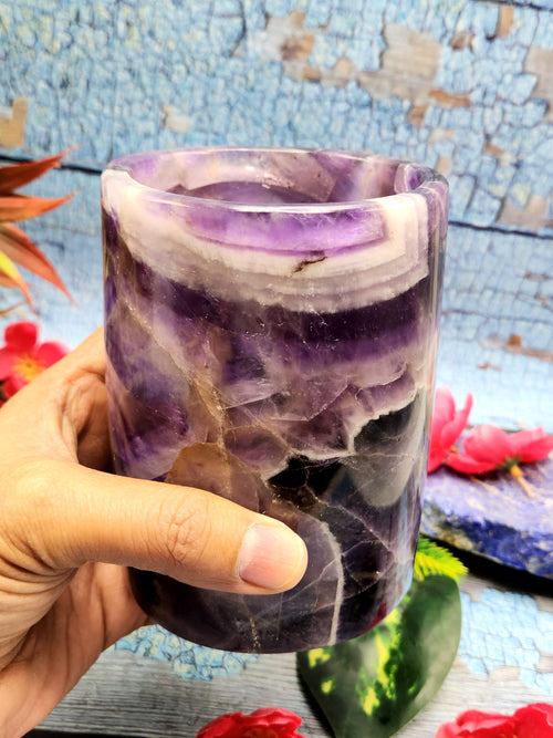 Beautiful one gemstone goblet in amethyst stone - 4.5 inches and 800 gms (1.76 lb) - ONLY 1 PIECE