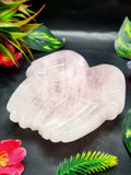 Beautiful open palms home decor piece in rose quartz stone - crystals and gemstones - reiki/chakra/healing/energy - 5 inch and 630 gms