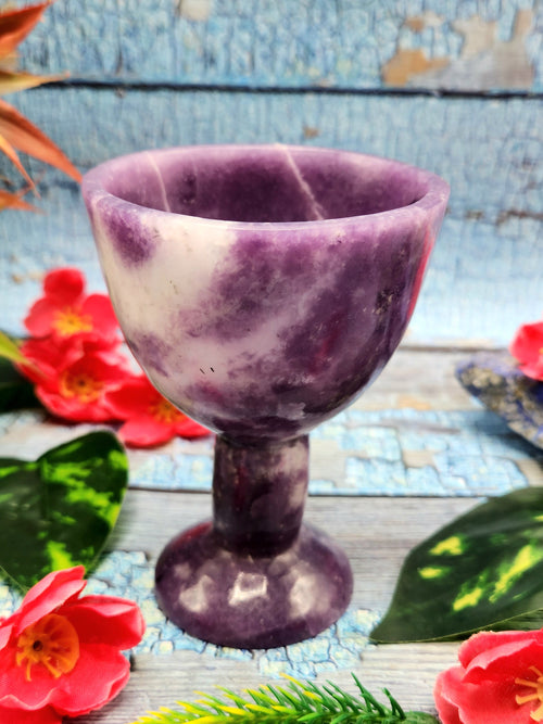 Crystal wine glass in lepidolite stone - ONLY 1 PIECE