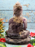 Gemstone Amethyst Buddha - handmade carving of serene and meditating Lord Buddha - crystal/reiki/healing - 10 inches and 2.95 kgs (6.49 lb)