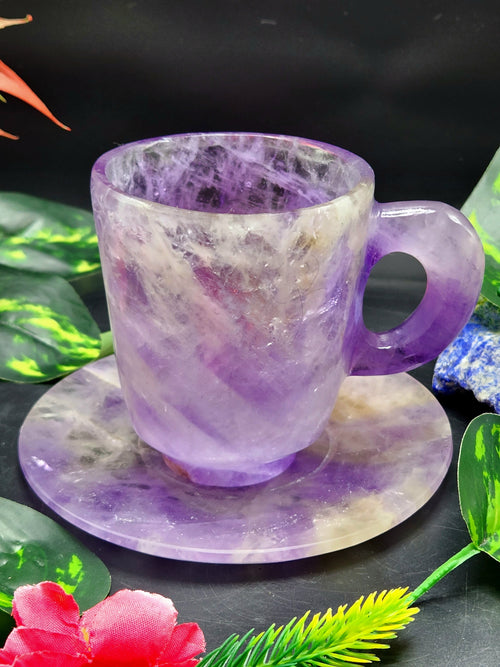 Gemstone Tea Cup & Saucer in Amethyst - ONLY 1 Cup and 1 Saucer