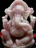 Large Ganesh gemstone Carving Handmade in Rose Quartz crystal  - Lord Ganesha Idol |Sculpture in Crystals and Gemstones -Reiki/Chakra - 9.5 inch and 5.43 kgs