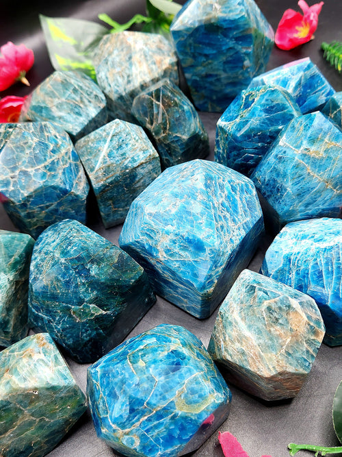 Blue Apatite free forms lot of 16 pieces -reiki/energy/chakra/healing - 2 to 4 inches and 5.39 kg