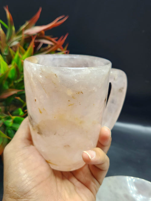 Tea Cup Saucer in amazing Rose Quartz stone - ONLY 1 Cup and 1 Saucer