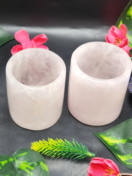 Crystal Gifts - Beautiful shot glass/goblet in rose quartz stone - carvings in gemstones and crystals - ONLY 1 PIECE - Home Decor Gift