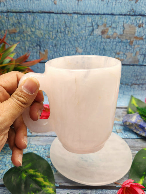 Natural Rose Quartz crystal Cup & Saucer - ONLY 1 Cup and 1 Saucer