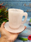 Natural Rose Quartz crystal Cup & Saucer - ONLY 1 Cup and 1 Saucer