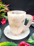 Tea Cup Saucer in amazing Rose Quartz stone - ONLY 1 Cup and 1 Saucer