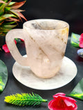 Tea Cup Saucer in amazing Rose Quartz stone - ONLY 1 Cup and 1 Saucer