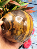 Crystal Healing - Natural golden tiger eye stone sphere/ball - 3.5 inches (8.75 cms) diameter and 880 gms (1.94 lb)