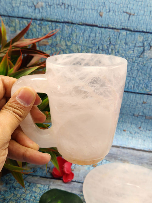 Gift a crystal - Rose Quartz Tea Cup & Saucer - ONLY 1 Cup and 1 Saucer