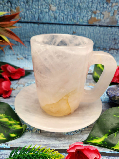 Gift a crystal - Rose Quartz Tea Cup & Saucer - ONLY 1 Cup and 1 Saucer