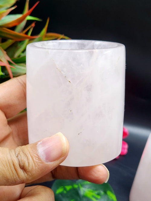 Crystal Gifts - Beautiful shot glass/goblet in rose quartz stone - carvings in gemstones and crystals - ONLY 1 PIECE - Home Decor Gift