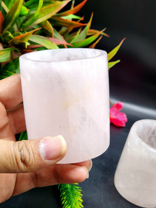 Crystal Gifts - Beautiful shot glass/goblet in rose quartz stone - carvings in gemstones and crystals - ONLY 1 PIECE - Home Decor Gift