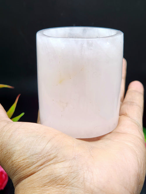 Crystal Gifts - Beautiful shot glass/goblet in rose quartz stone - carvings in gemstones and crystals - ONLY 1 PIECE - Home Decor Gift