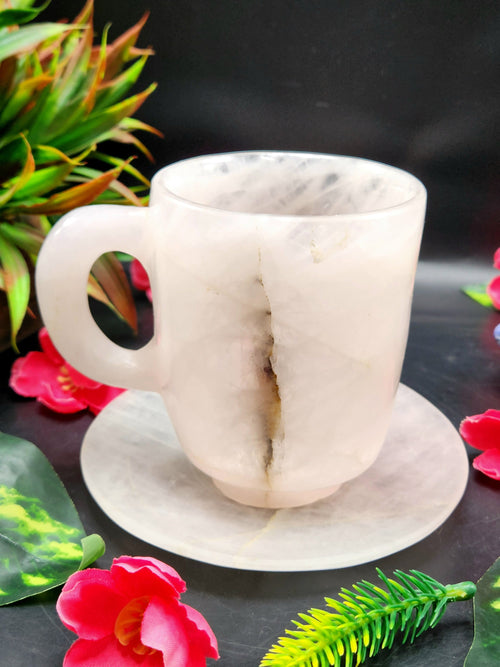 Crystal Gifts - Rose Quartz Tea Cup & Saucer - ONLY 1 Cup and 1 Saucer