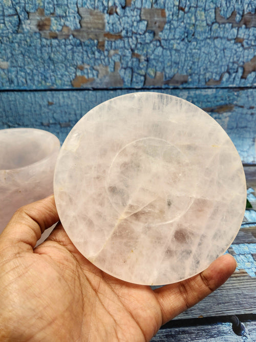 Cup & Saucer in rose quartz gemstone - ONLY 1 Cup and 1 Saucer
