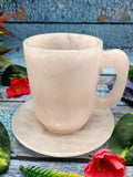 Natural Rose Quartz crystal Cup & Saucer - ONLY 1 Cup and 1 Saucer