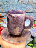 Natural Amethyst crystal Cup & Saucer - ONLY 1 Cup and 1 Saucer