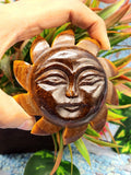 Tiger Eye natural stone hand carving of Sun - crystal/reiki/chakra/healing - 3.5 inches diameter and 155 gms weight