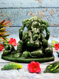 Home Décor Gift - Australian Green Aventurine Carving of Ganesh - Lord Ganesha Idol in Crystals/Gemstone - Reiki/Chakra/Healing - 6 in and 2.57 kg (5.65 lb)