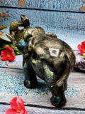 Home Décor - Labradorite carving of Elephant with beautiful flash - Elephant gifts | Animal figurines and hand carvings in labradorite - 5 inches