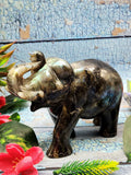 Amazing flashy Labradorite carving of Elephant - Elephant gifts, Animal figurines and hand carvings in labradorite - 5 inches