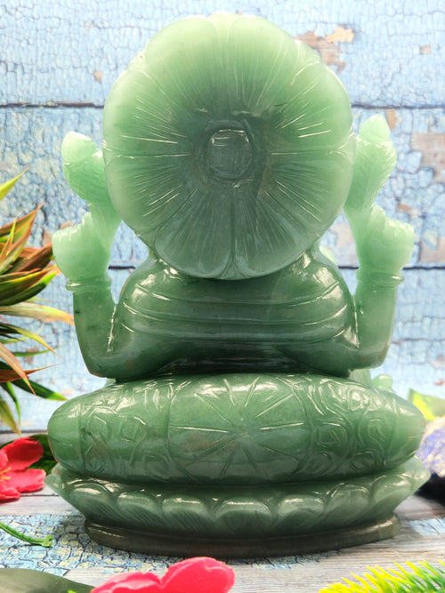 Australian Green Aventurine crystal Carving of Ganesh - Lord Ganesha Idol in Crystals/Gemstone - Reiki/Chakra/Healing - 7.5 in and 3.05 kg (6.71 lb)