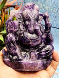 Amethyst Handmade gemstone Carving of Ganesh - Lord Ganesha Idol in Crystals and Gemstones - Reiki/Chakra/Healing - 5 inches and 1.17 kg (2.57 lb)