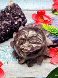 Sun face - Amethyst natural stone hand carving of Sun - crystal/reiki/chakra/healing - 3 inches diameter and 205 gms weight