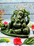 Home Décor Gift - Australian Green Aventurine Carving of Ganesh - Lord Ganesha Idol in Crystals/Gemstone - Reiki/Chakra/Healing - 6 in and 2.57 kg (5.65 lb)